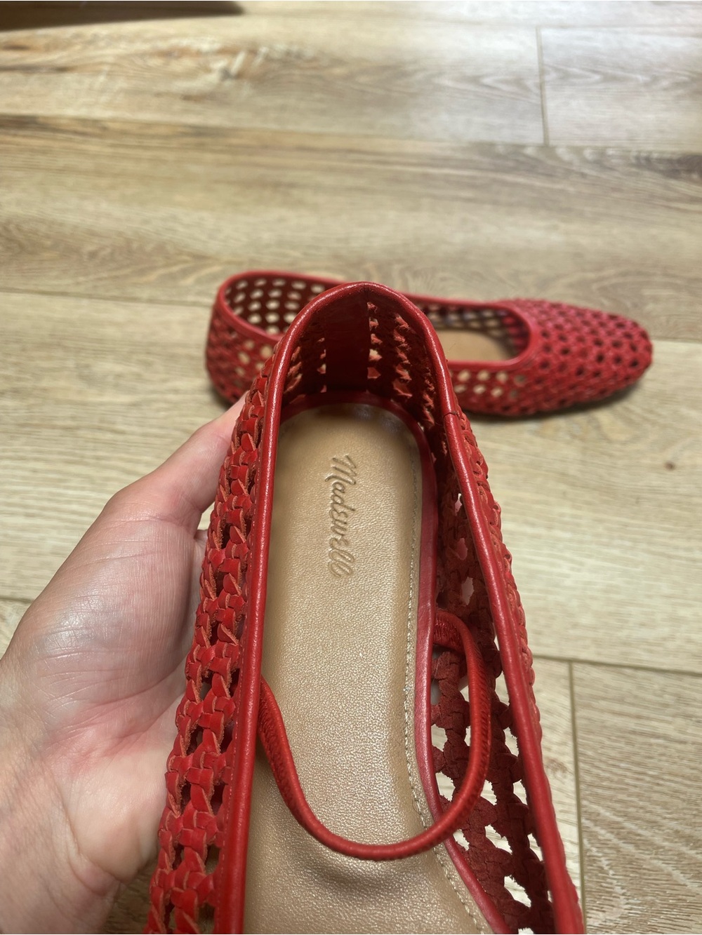Madewell Red Crochet Pointed Mary Jane Flat - Picture 5 of 6